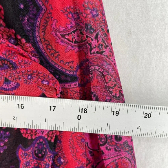 INC International Concepts Top Womens S Red Black Floral Paisley Studded Mesh - Picture 3 of 9